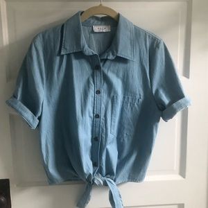 Sage the label tie front denim crop